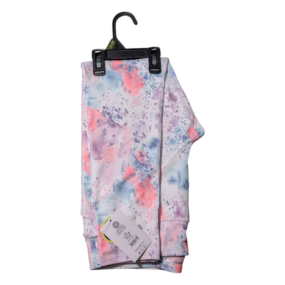 Athletic Works -Girls Leggings -Size XL 14-16-Multi Color Splatter - UPF 30 NWT